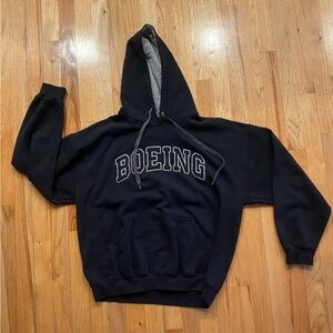 Boeing Airplane Black Hoodie, Vintage 90’s